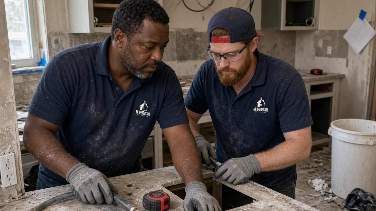 AR Residential Solutions team members in matching navy polos